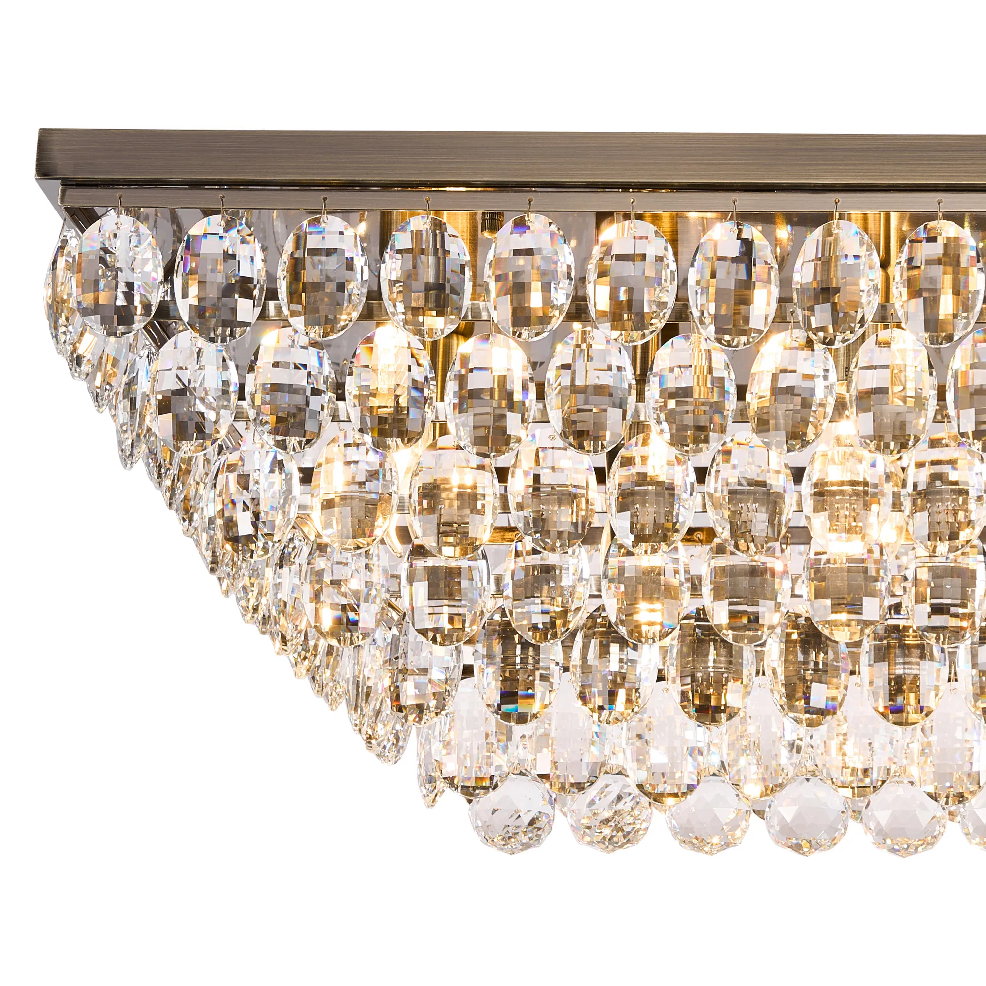 Coniston Linear Flush Ceiling 11 Light (21.8kg) Antique Brass IL32827AB  Diyas Coniston Antique Brass